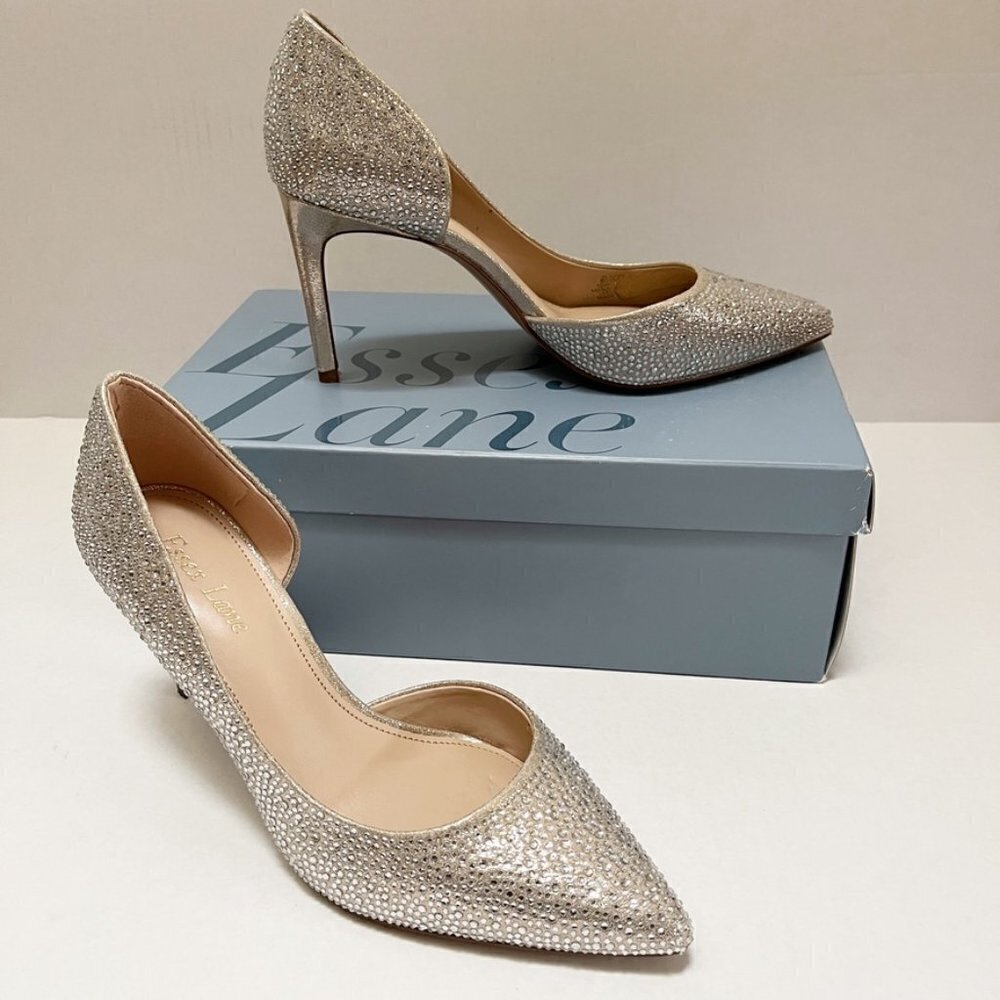 Essex Lane Women's El-Vera 2 High Heels Size 8.5M Soft Gold Shimmer Sand w/ Box - Picture 10 of 11